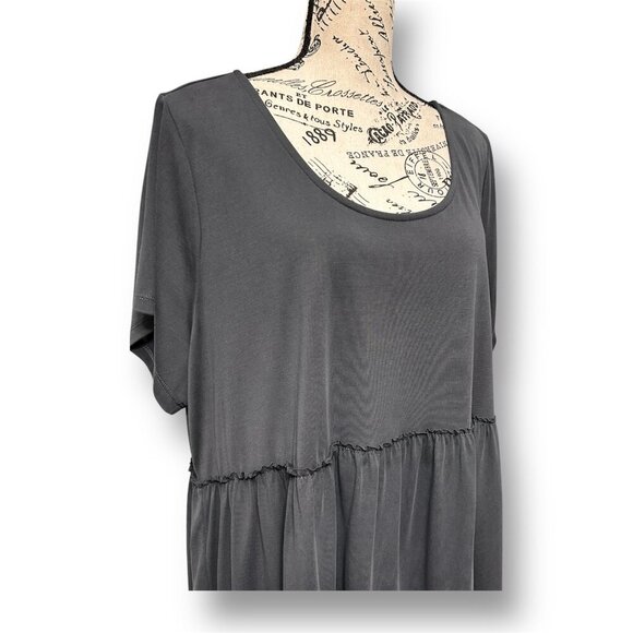 Torrid Gray Babydoll Peplum Top Empire Waist Flowy Casual Whimsigoth Romantic 3X - Picture 3 of 10